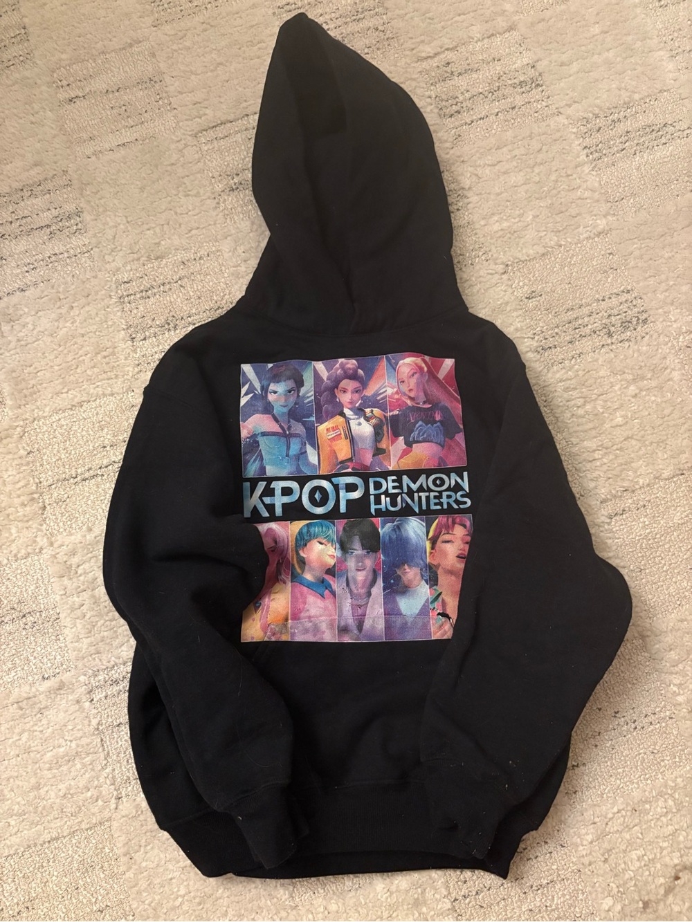 Hanes black hoodie featuring K Pop Demon Hunters graphic